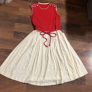 Vintage 1960s Red & Cream Tennis Dress